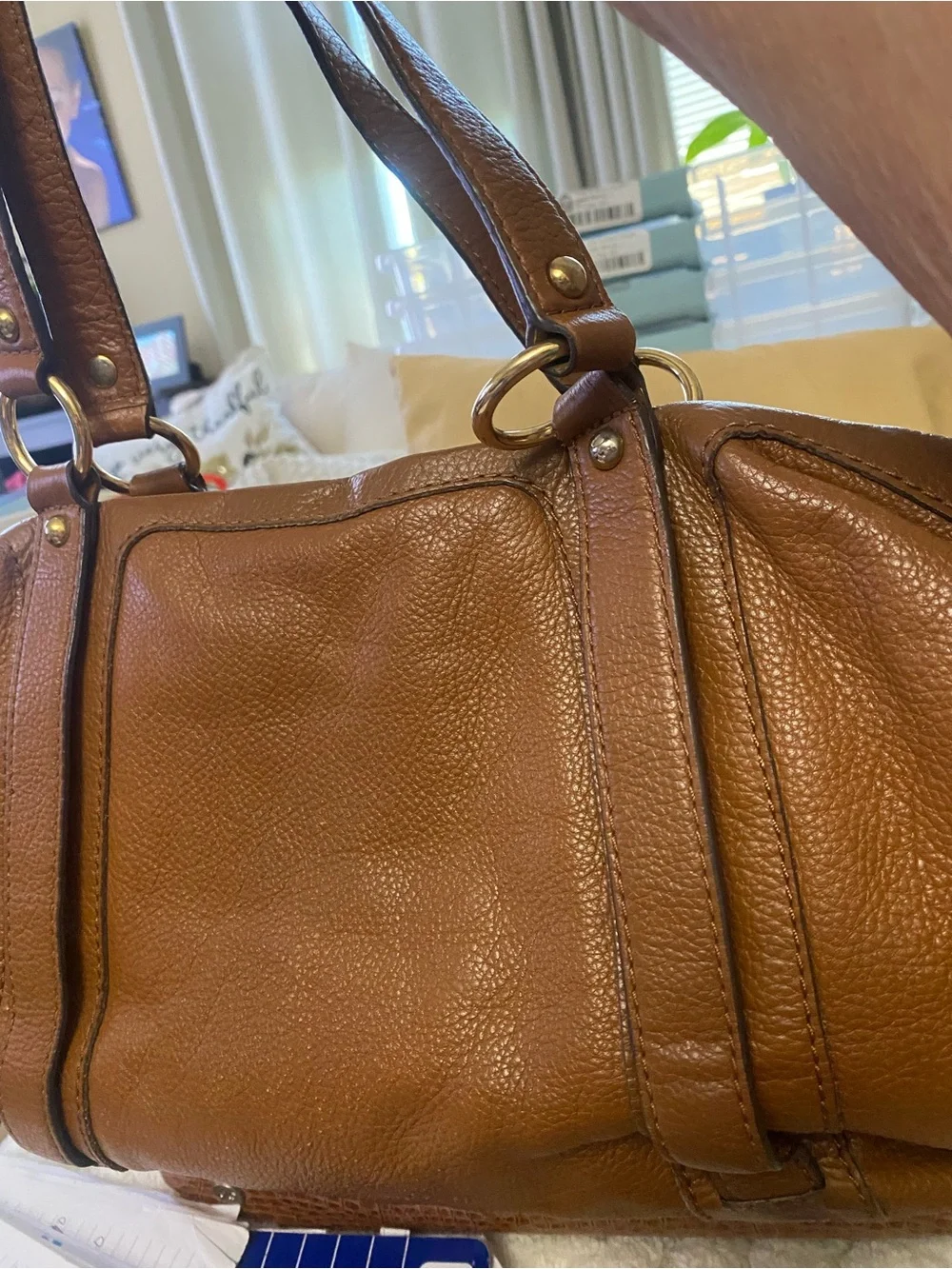 Michael Kors Fulton Large Slouchy Cognac Tan Pebbled Leather Shoulder Bag